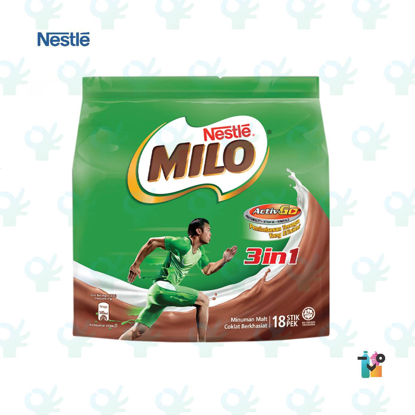 Ofiskita Nestle Milo ActiveGo 3 in 1 Chocolate Malt Drink 18 Sticks Pack X 33G